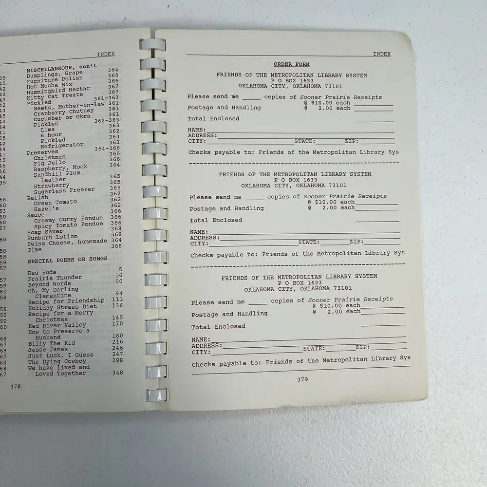 Vintage Sooner Prairie Receipts 1889-1989 Oklahoma Cookbook Softcover‎ History